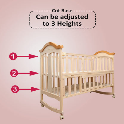 LuvLap C-50 Baby Wooden Cot with Mosquito Net, EN certified Baby Furniture suitable for new born to 12 month, without mattress (Cherry Red)