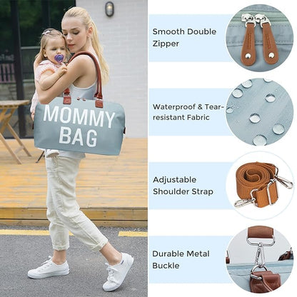 Dravina Diaper Bag for Moms, 5-Piece Set with Changing Pad, Pacifier Holder, 2 Storage Pouches & Luggage Sleeve, Stylish Maternity Backpack for Travel, Baby Essentials Organizer