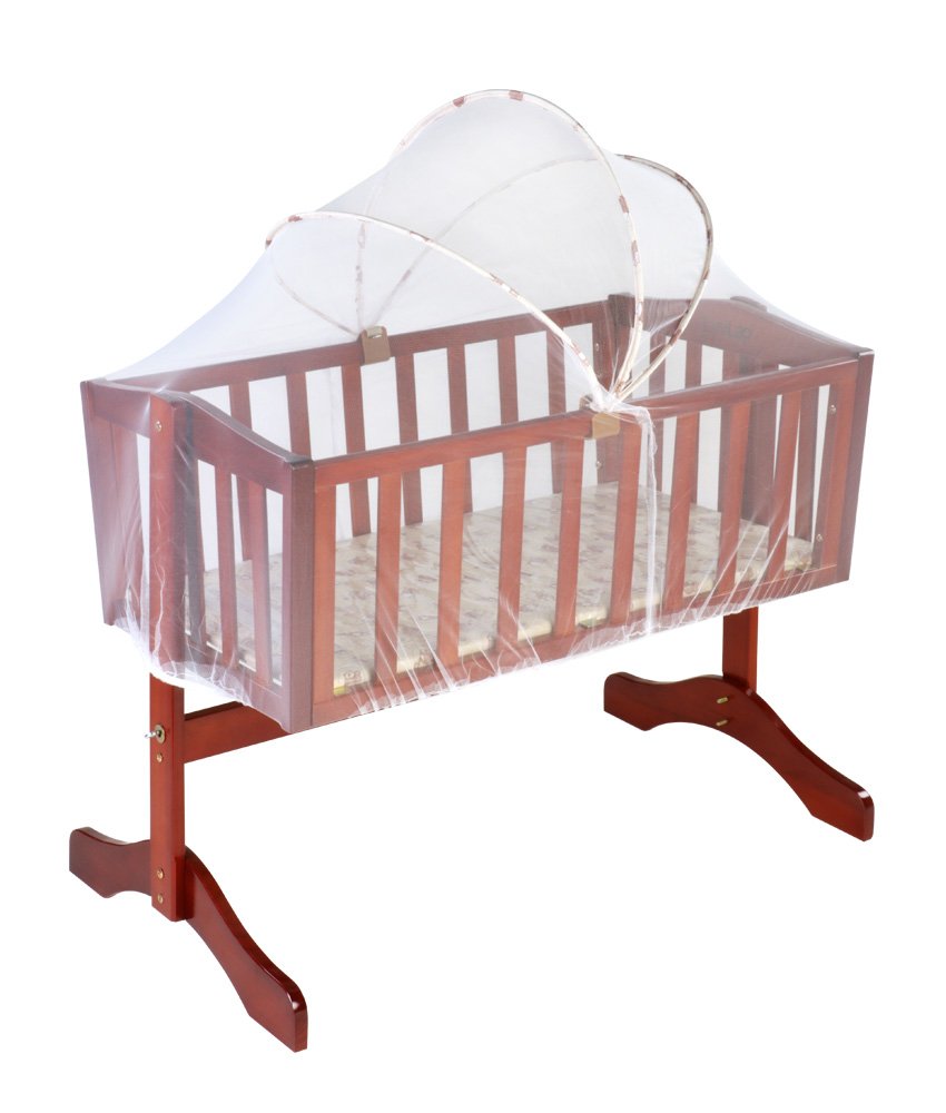 LuvLap C-50 Baby Wooden Cot with Mosquito Net, EN certified Baby Furniture suitable for new born to 12 month, without mattress (Cherry Red)
