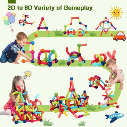 TOYTASTIC Learning Boys Girls Toys Age 4-5,Magnetic Game and Rods Set Educational Magnet Stick and Ball Game,Kids Toys for 3+ Yers
