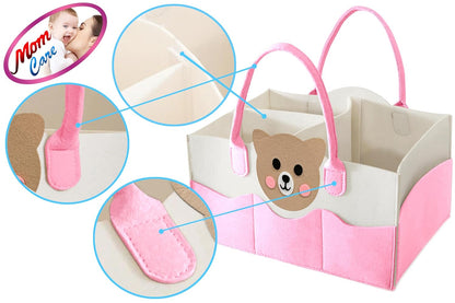 MOM CARE Baby Diaper Storage Organizer Nappies Bag For Mother Stylish Storage Bag For All Newborn Baby Products Nursery Basket -Pink