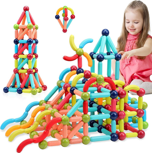 TOYTASTIC Learning Boys Girls Toys Age 4-5,Magnetic Game and Rods Set Educational Magnet Stick and Ball Game,Kids Toys for 3+ Yers