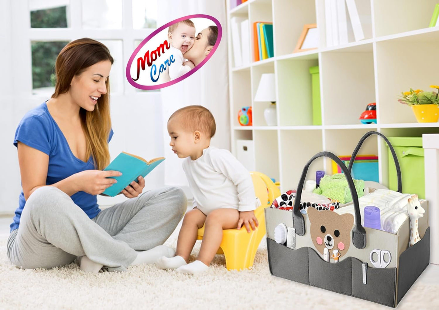 MOM CARE Baby Diaper Storage Organizer Nappies Bag For Mother Stylish Storage Bag For All Newborn Baby Products Nursery Basket -Pink