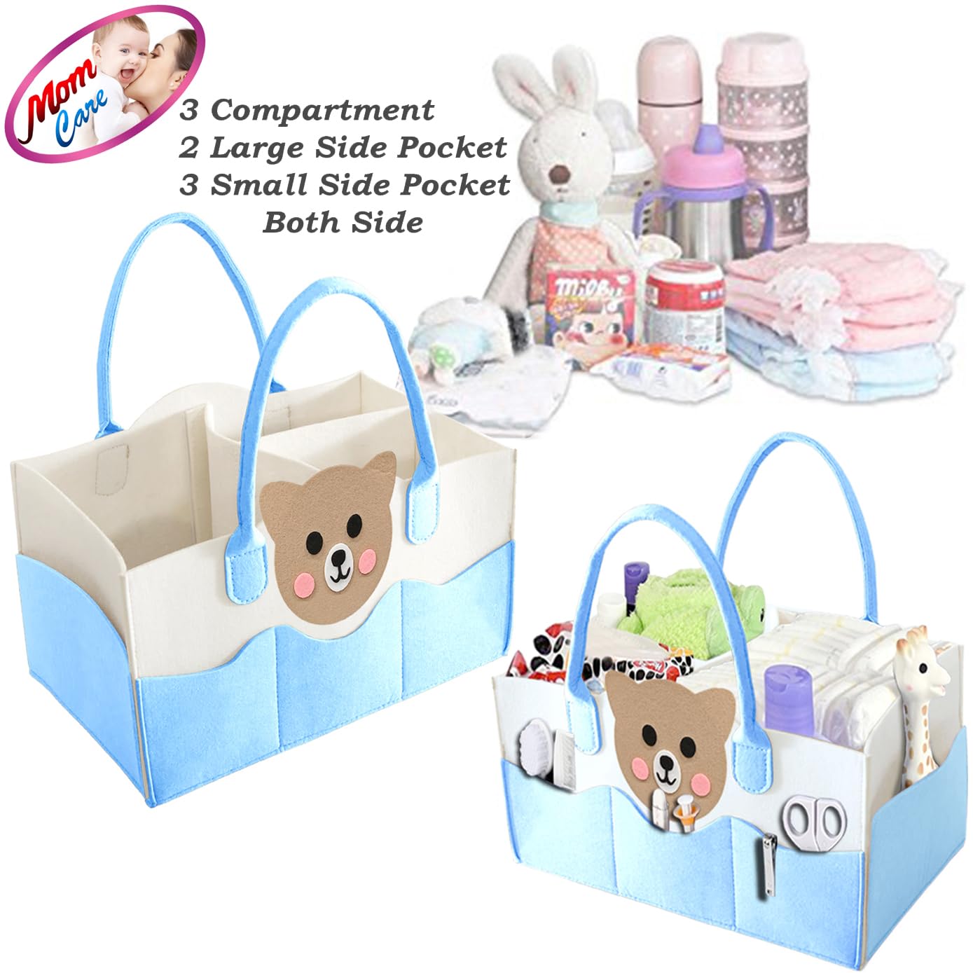 MOM CARE Baby Diaper Storage Organizer Nappies Bag For Mother Stylish Storage Bag For All Newborn Baby Products Nursery Basket -Pink