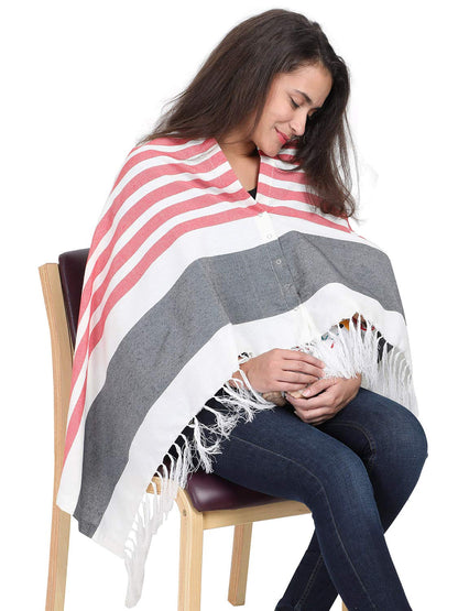 Lulamom Nursing Cover for Breastfeeding|Feeding Cover|for Women, Mother, Nursing Mom|Feeding Apron|Breathable Cotton Shawl Fabric|Shape Changing Poncho (Navy)-1,1 Count