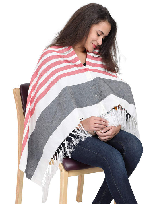 Lulamom Nursing Cover for Breastfeeding|Feeding Cover|for Women, Mother, Nursing Mom|Feeding Apron|Breathable Cotton Shawl Fabric|Shape Changing Poncho (Navy)-1,1 Count