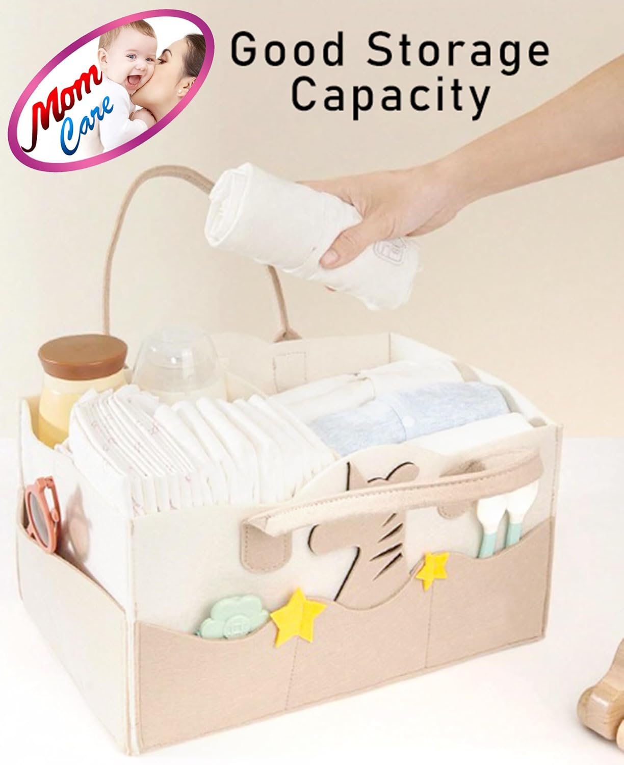 MOM CARE Baby Diaper Storage Organizer Nappies Bag For Mother Stylish Storage Bag For All Newborn Baby Products Nursery Basket -Pink