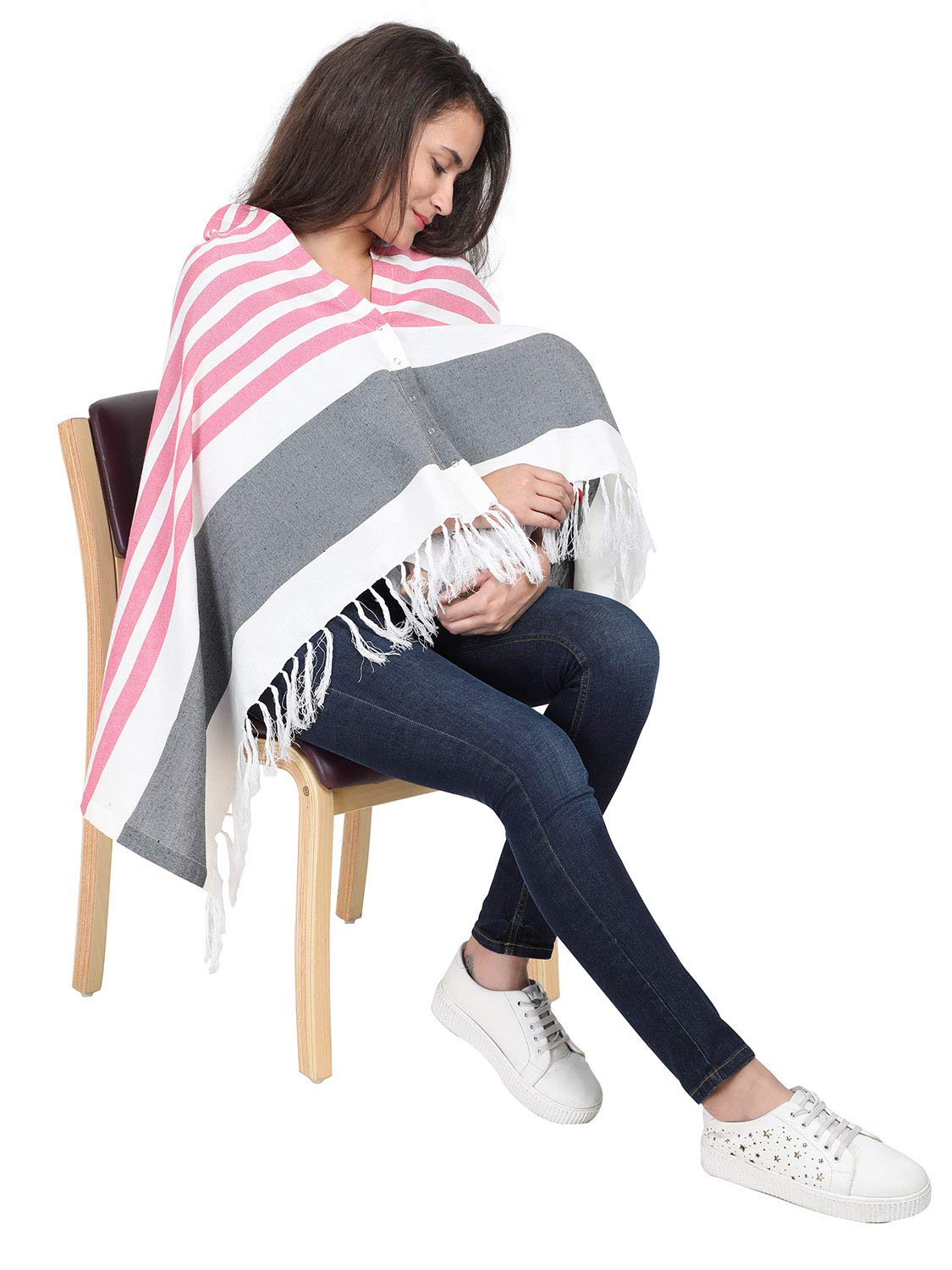 Lulamom Nursing Cover for Breastfeeding|Feeding Cover|for Women, Mother, Nursing Mom|Feeding Apron|Breathable Cotton Shawl Fabric|Shape Changing Poncho (Navy)-1,1 Count