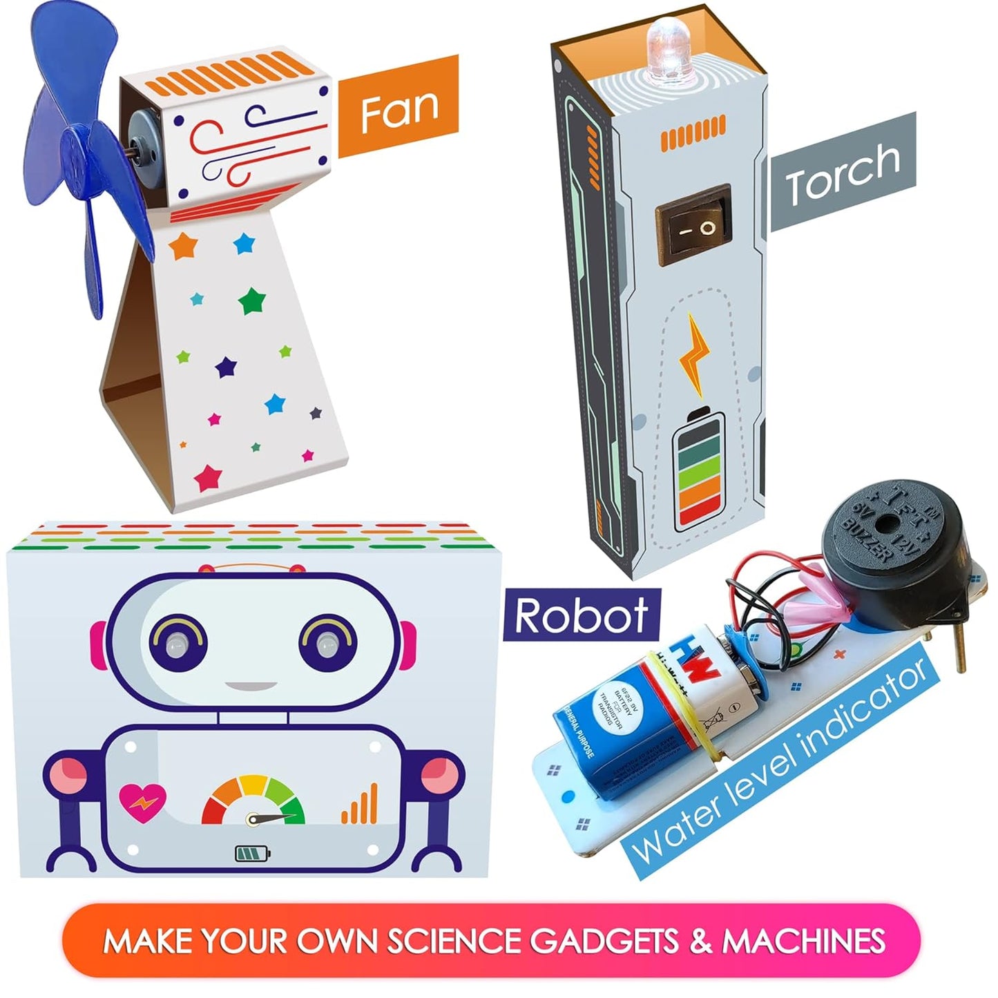Kit4Curious Super Kit 100 Items in a kit – Science & Fun Innovation Kit with Instruction Manual for 100 Projects