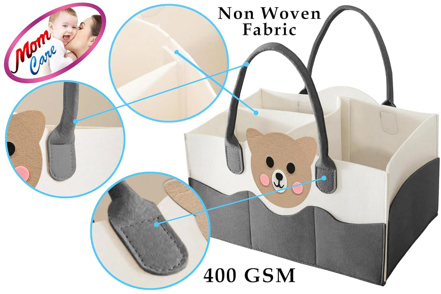 MOM CARE Baby Diaper Storage Organizer Nappies Bag For Mother Stylish Storage Bag For All Newborn Baby Products Nursery Basket -Pink