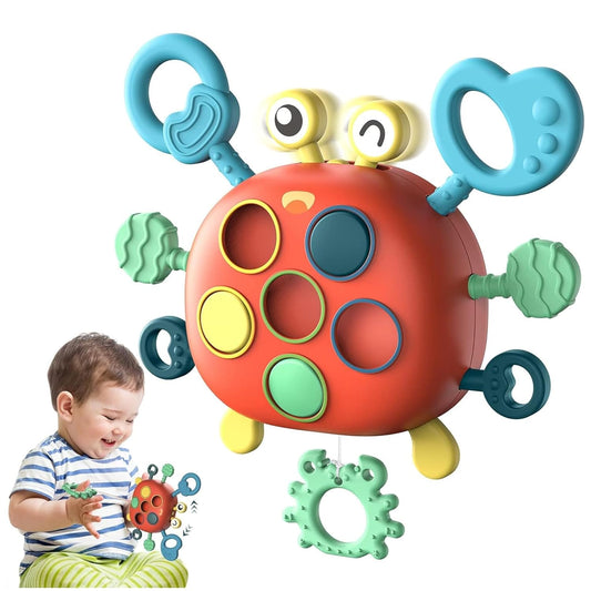 Kidology Pull String Teething Toy for Babies 6+ Months | Sensory Teether & Fine Motor Skills Activity | Montessori Toys for Baby Girls & Boys | Travel-Friendly, Food-Grade Silicone for Toddlers | UFO