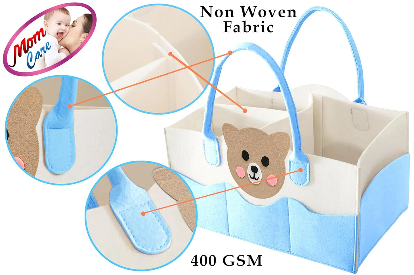 MOM CARE Baby Diaper Storage Organizer Nappies Bag For Mother Stylish Storage Bag For All Newborn Baby Products Nursery Basket -Pink