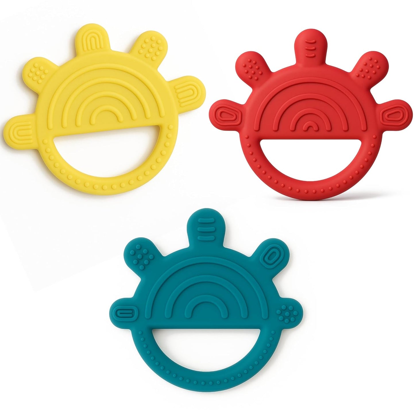 Shark Doo Doo® Teether Toy for 2+ Months Baby (Sun Teether) – BPA-Free Silicone Teether for Infants & Toddlers – Soft, Textured, Gum Soothing – Safe, One-Piece Mold for Teething Relief