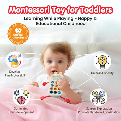 Kidology Pull String Teething Toy for Babies 6+ Months | Sensory Teether & Fine Motor Skills Activity | Montessori Toys for Baby Girls & Boys | Travel-Friendly, Food-Grade Silicone for Toddlers | UFO