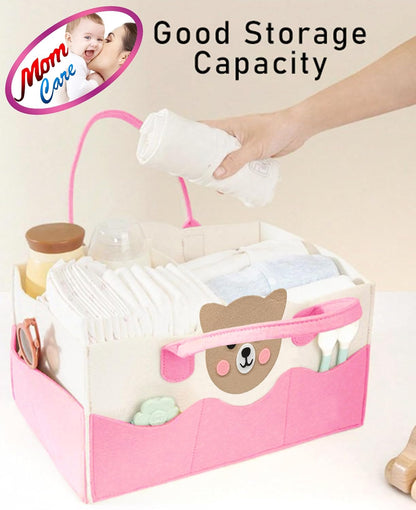 MOM CARE Baby Diaper Storage Organizer Nappies Bag For Mother Stylish Storage Bag For All Newborn Baby Products Nursery Basket -Pink