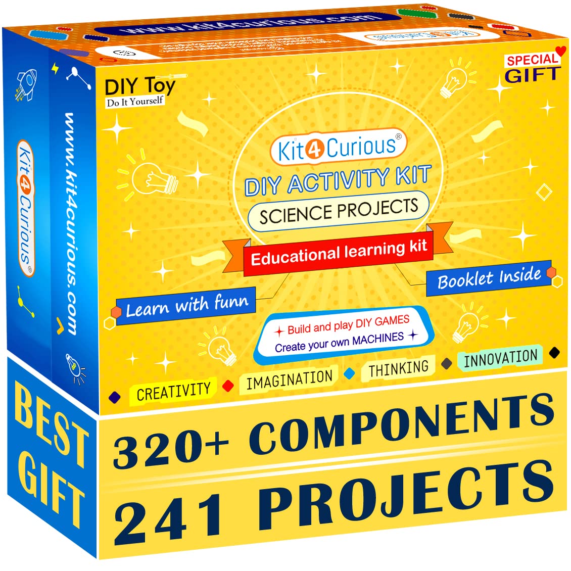 Kit4Curious Super Kit 100 Items in a kit – Science & Fun Innovation Kit with Instruction Manual for 100 Projects