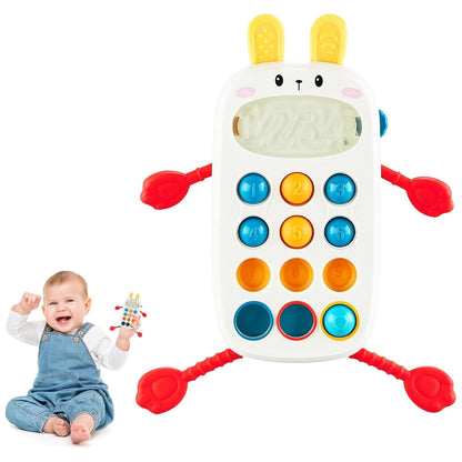 Kidology Pull String Teething Toy for Babies 6+ Months | Sensory Teether & Fine Motor Skills Activity | Montessori Toys for Baby Girls & Boys | Travel-Friendly, Food-Grade Silicone for Toddlers | UFO