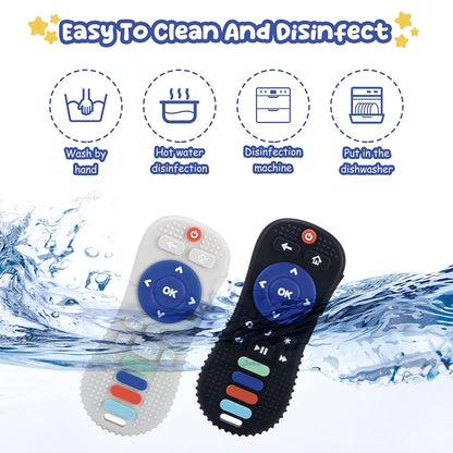 TEC TAVAKKAL Silicone Remote Teether For Baby, Remote Teether For 3+ Months And 6 To 12 Months Baby, Helps Biting Skills Development, Colour & Shape Recognition, Teething Toys For Babies And Toddlers Black