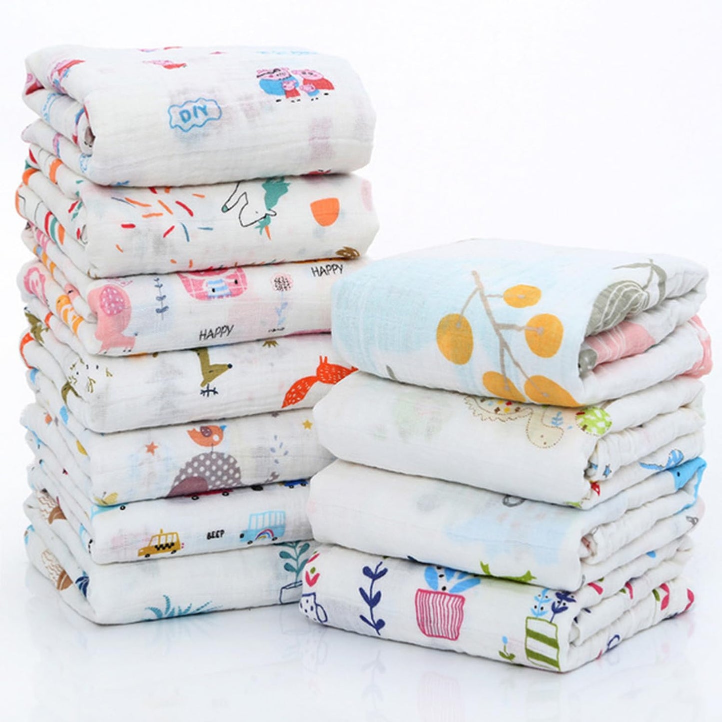 MOM CARE Muslin Cotton Face Towels For Newborn Baby Extra Soft Hankies Reusable Napkins For Infants Toddlers (Pack Of 5) White, 500 TC
