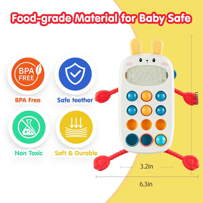 Kidology Pull String Teething Toy for Babies 6+ Months | Sensory Teether & Fine Motor Skills Activity | Montessori Toys for Baby Girls & Boys | Travel-Friendly, Food-Grade Silicone for Toddlers | UFO