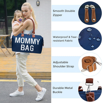 Dravina Diaper Bag for Moms, 5-Piece Set with Changing Pad, Pacifier Holder, 2 Storage Pouches & Luggage Sleeve, Stylish Maternity Backpack for Travel, Baby Essentials Organizer