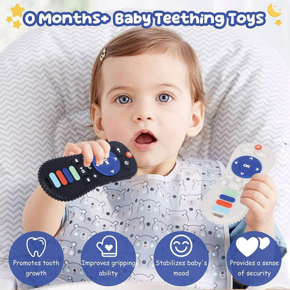 TEC TAVAKKAL Silicone Remote Teether For Baby, Remote Teether For 3+ Months And 6 To 12 Months Baby, Helps Biting Skills Development, Colour & Shape Recognition, Teething Toys For Babies And Toddlers Black