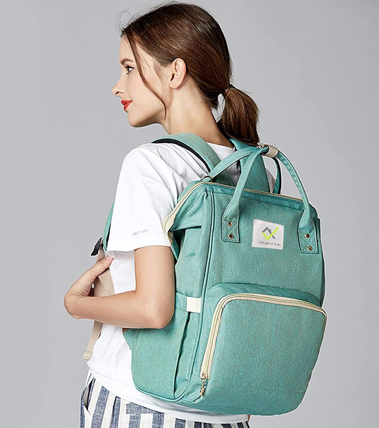House of Quirk Baby Diaper Bag Maternity Backpack (Green)