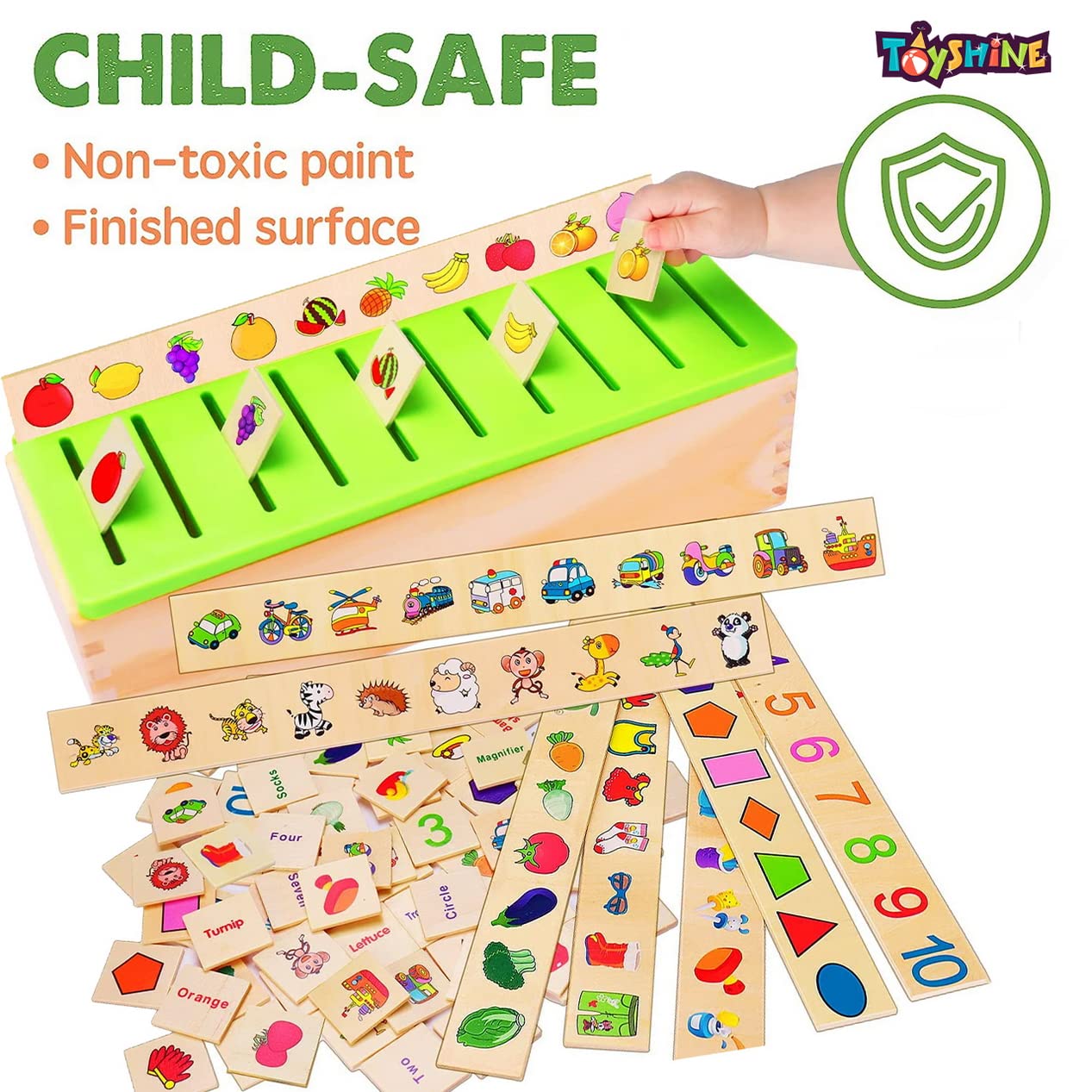 Toyshine Pack of 2 Wooden Monstessori Box | Wooden Classification Box and Ramp Race | Gift Present for 2-5 Years Boy Girl Toddler Toy