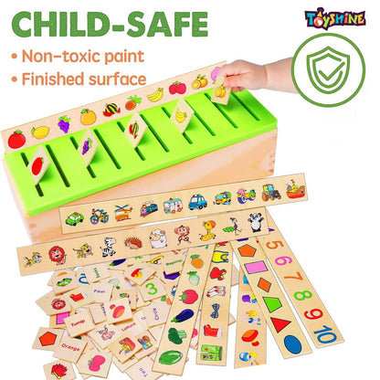 Toyshine Pack of 2 Wooden Monstessori Box | Wooden Classification Box and Ramp Race | Gift Present for 2-5 Years Boy Girl Toddler Toy