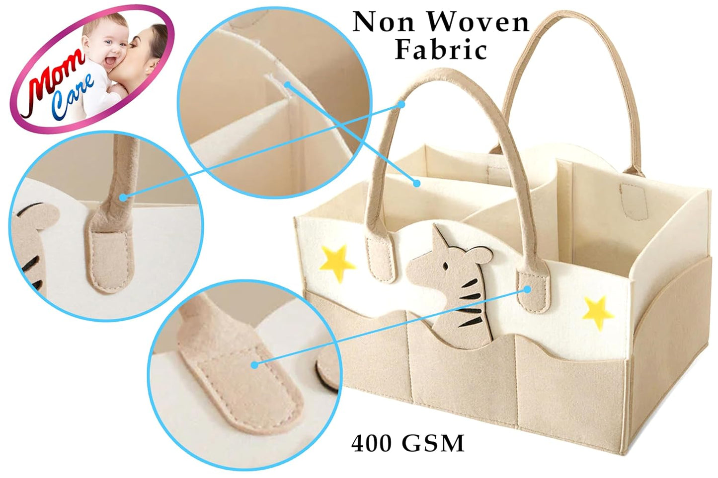 MOM CARE Baby Diaper Storage Organizer Nappies Bag For Mother Stylish Storage Bag For All Newborn Baby Products Nursery Basket -Pink