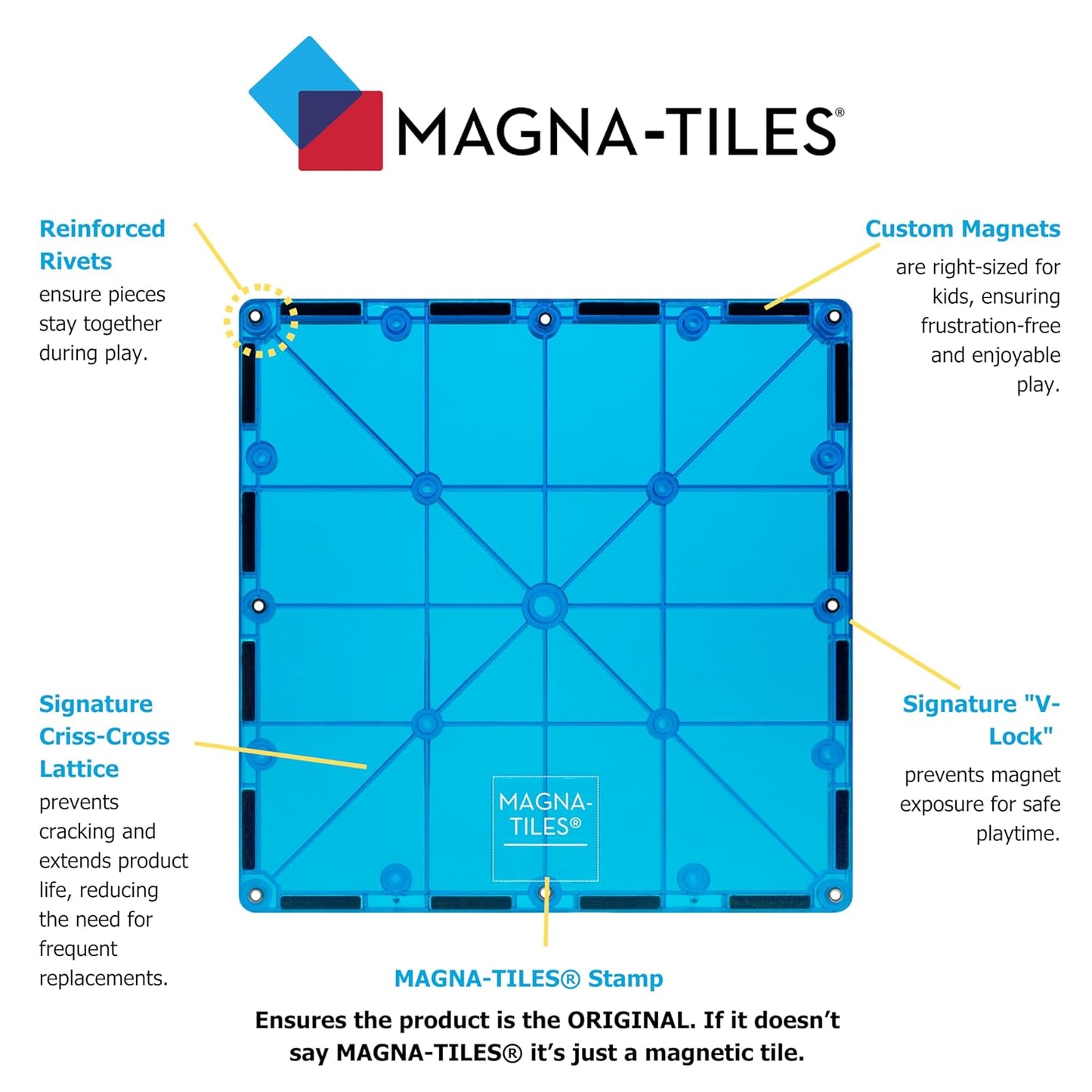 Magna-Tiles Magnetic Building Toys, Clear Colors Set (32 Pieces)