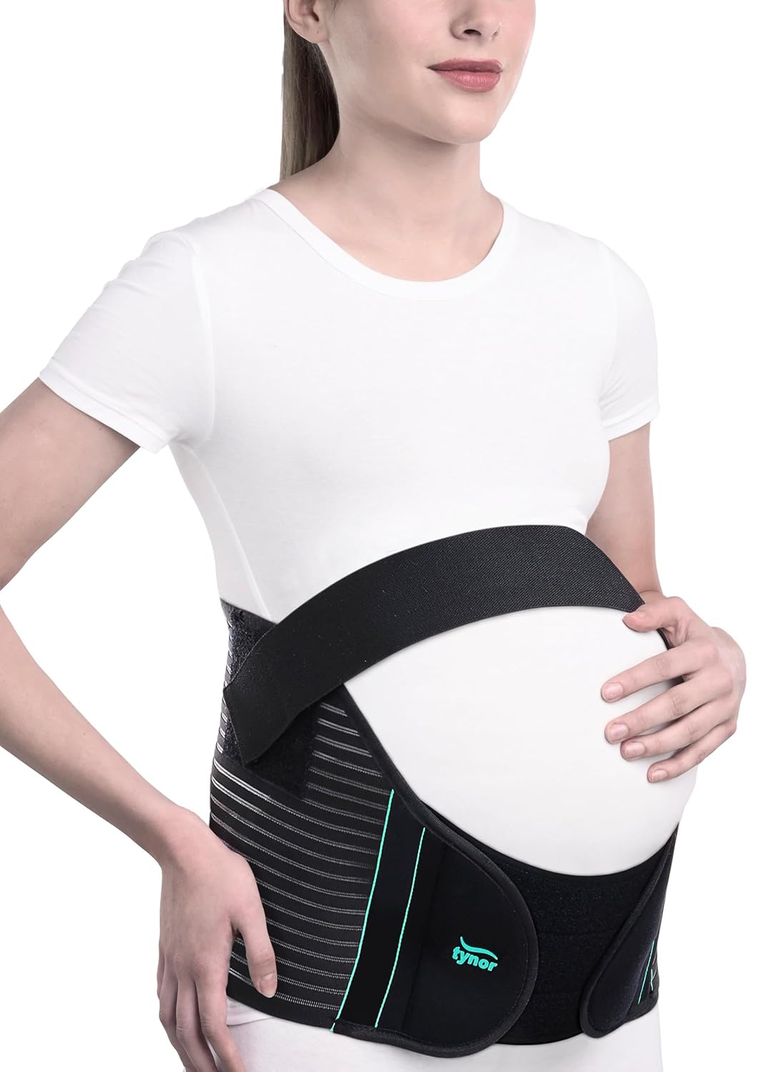 TYNOR Pregnancy Support | Maternity Belt for Lower Back Pain Relief & Posture Support | Adjustable, Comfortable Design for Pregnent Women | Pack of 1 (Black, Large)