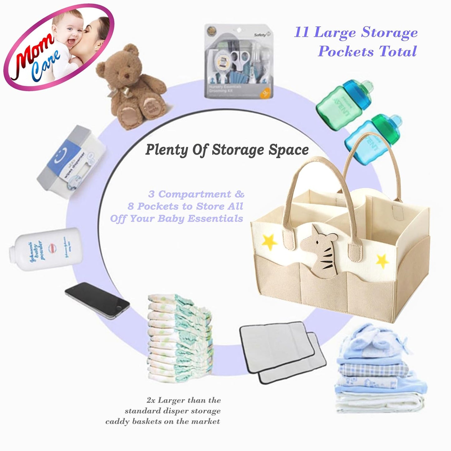 MOM CARE Baby Diaper Storage Organizer Nappies Bag For Mother Stylish Storage Bag For All Newborn Baby Products Nursery Basket -Pink