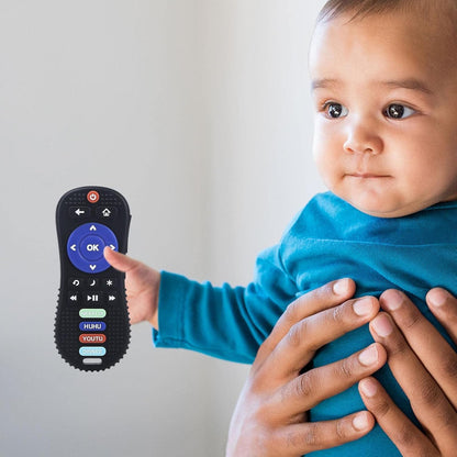 TEC TAVAKKAL Silicone Remote Teether For Baby, Remote Teether For 3+ Months And 6 To 12 Months Baby, Helps Biting Skills Development, Colour & Shape Recognition, Teething Toys For Babies And Toddlers Black
