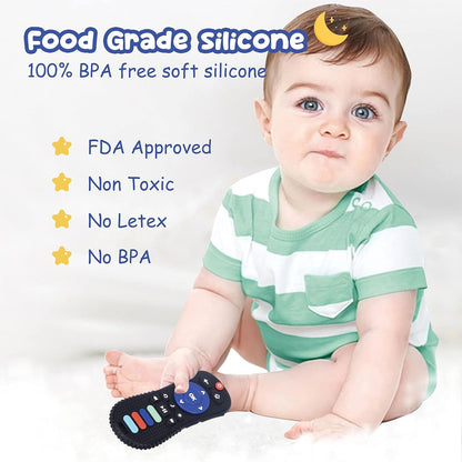 TEC TAVAKKAL Silicone Remote Teether For Baby, Remote Teether For 3+ Months And 6 To 12 Months Baby, Helps Biting Skills Development, Colour & Shape Recognition, Teething Toys For Babies And Toddlers Black