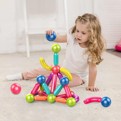 TOYTASTIC Learning Boys Girls Toys Age 4-5,Magnetic Game and Rods Set Educational Magnet Stick and Ball Game,Kids Toys for 3+ Yers