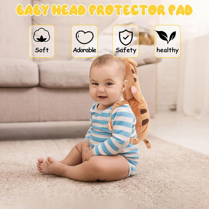 Baby Head Protection Backpack - Soft & Comfortable, Cute Cartoon Design, Pink Butterfly