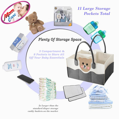 MOM CARE Baby Diaper Storage Organizer Nappies Bag For Mother Stylish Storage Bag For All Newborn Baby Products Nursery Basket -Pink