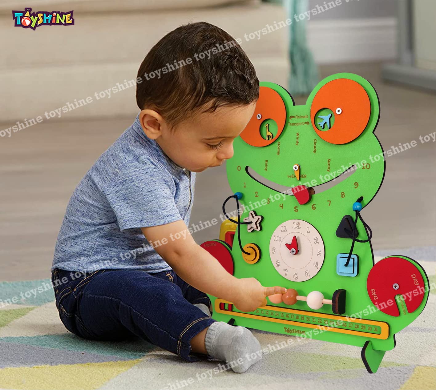 Toyshine Wooden The Flippy Busy Board with 10 Busy Activities | Big Size Montessori Gifts Toys for Toddlers Boys & Girls 2 3 4 5 Year Old Preschool Basic Skills Learning