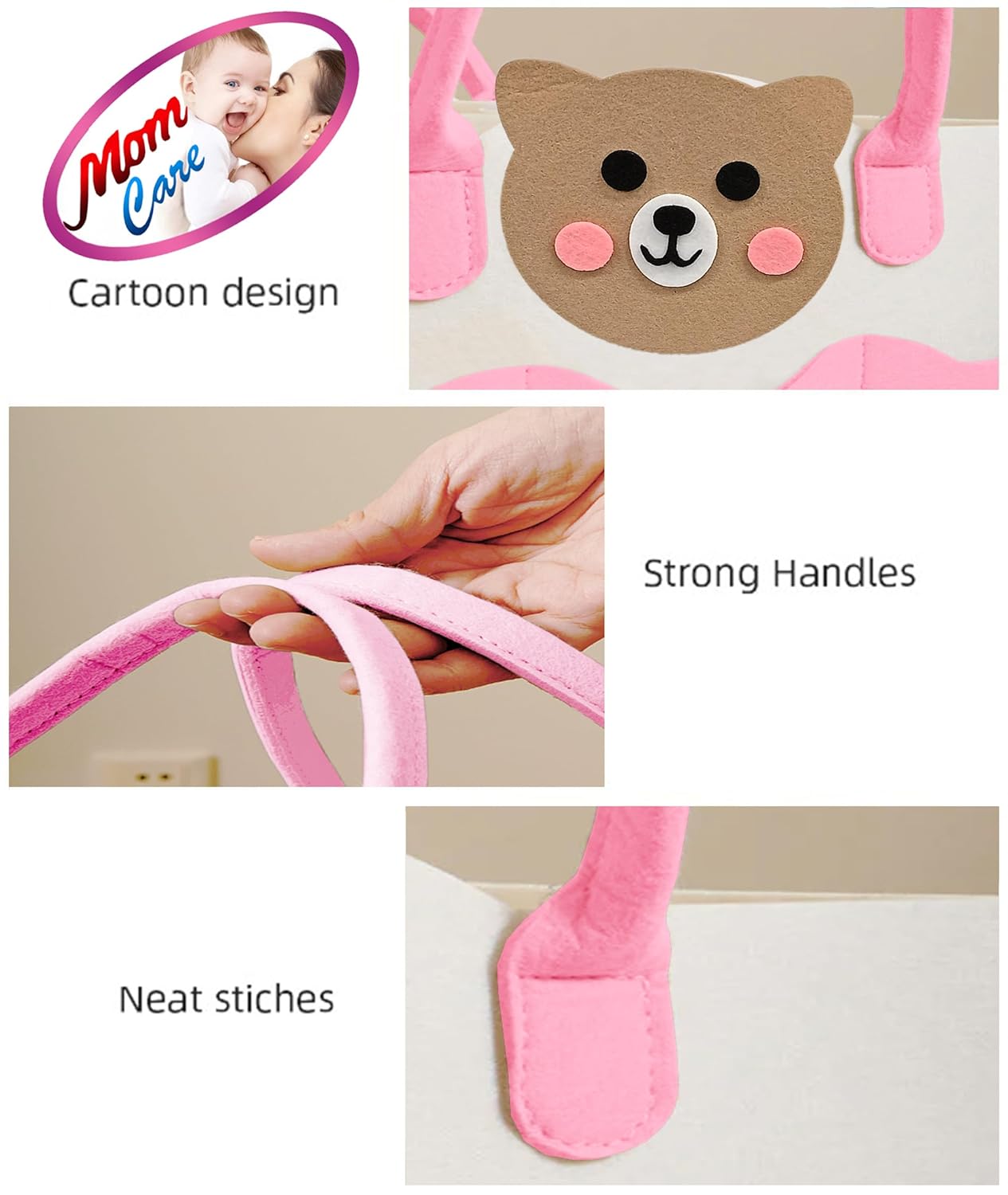 MOM CARE Baby Diaper Storage Organizer Nappies Bag For Mother Stylish Storage Bag For All Newborn Baby Products Nursery Basket -Pink