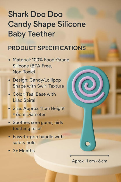 Shark Doo Doo® Teether Toy for 2+ Months Baby (Sun Teether) – BPA-Free Silicone Teether for Infants & Toddlers – Soft, Textured, Gum Soothing – Safe, One-Piece Mold for Teething Relief