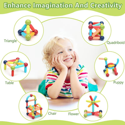 TOYTASTIC Learning Boys Girls Toys Age 4-5,Magnetic Game and Rods Set Educational Magnet Stick and Ball Game,Kids Toys for 3+ Yers