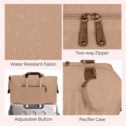Dravina Diaper Bag for Moms, 5-Piece Set with Changing Pad, Pacifier Holder, 2 Storage Pouches & Luggage Sleeve, Stylish Maternity Backpack for Travel, Baby Essentials Organizer