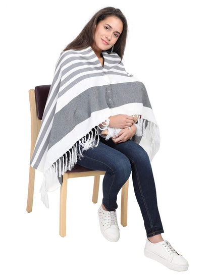 Lulamom Nursing Cover for Breastfeeding|Feeding Cover|for Women, Mother, Nursing Mom|Feeding Apron|Breathable Cotton Shawl Fabric|Shape Changing Poncho (Navy)-1,1 Count