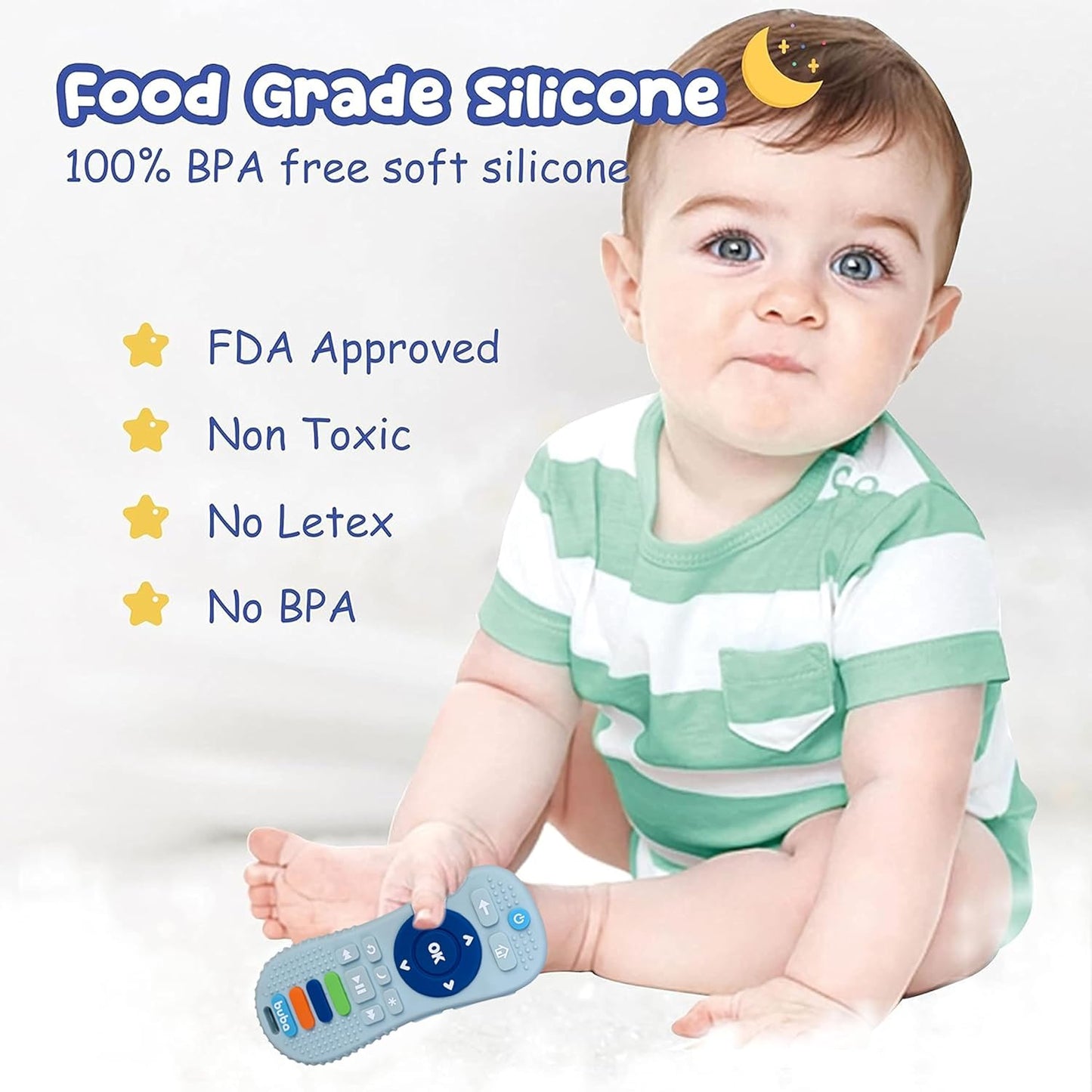 TEC TAVAKKAL Silicone Remote Teether For Baby, Remote Teether For 3+ Months And 6 To 12 Months Baby, Helps Biting Skills Development, Colour & Shape Recognition, Teething Toys For Babies And Toddlers Black