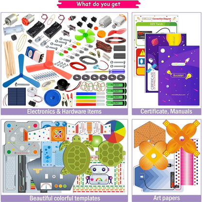 Kit4Curious Super Kit 100 Items in a kit – Science & Fun Innovation Kit with Instruction Manual for 100 Projects