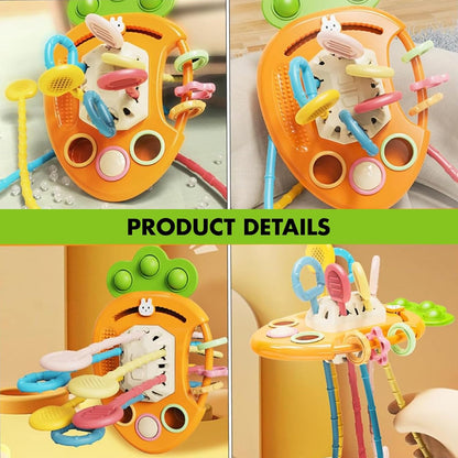 Kidology Pull String Teething Toy for Babies 6+ Months | Sensory Teether & Fine Motor Skills Activity | Montessori Toys for Baby Girls & Boys | Travel-Friendly, Food-Grade Silicone for Toddlers | UFO