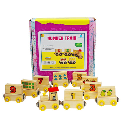 Wonderhood Wooden Number Magnetic Train for Learning Numbers 1 to 9 Toy Set for Kids 2 to 6 Years in Age - Stem nteractive Educational Learning Toy, Birthday Gift (2-6 Years Boy/Girl)