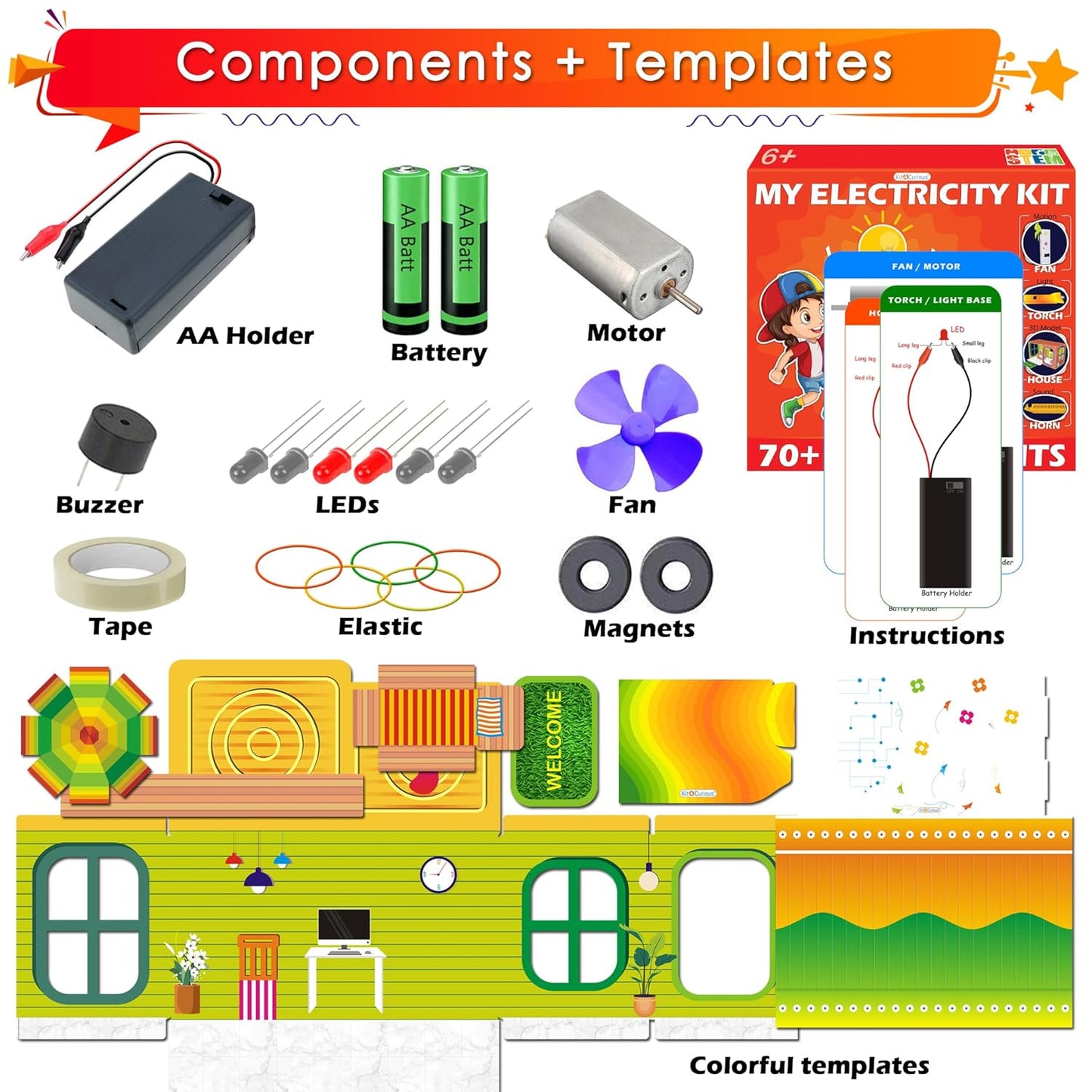 Kit4Curious Super Kit 100 Items in a kit – Science & Fun Innovation Kit with Instruction Manual for 100 Projects