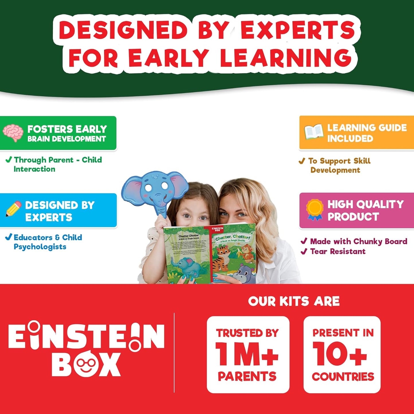 EINSTEIN BOX for 1 Year Old Boys/Girls | Gift Toys & Board Books for Kids | Learning Kit & Educational Toys | Pretend Play Set of Animal Masks | Activity Book Included, Multicolor